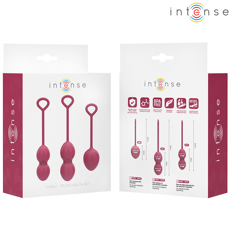 Intenso Charli – Kit de Bolas de Kegel Borgonha (3 Unidades)