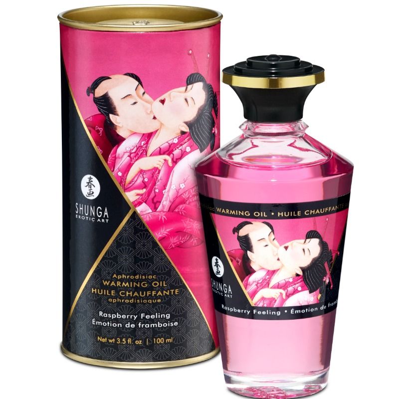 Shunga Raspberry Feeling – Óleo Comestível de Efeito Calor 100 ml