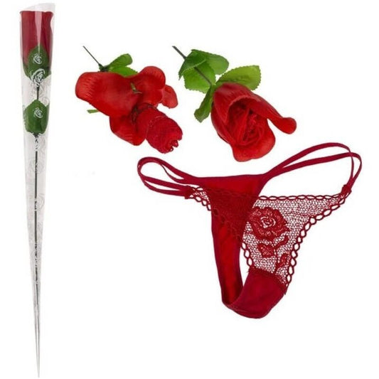 Diablo Picante – Rosa Surpresa com Tanga de Renda Vermelha