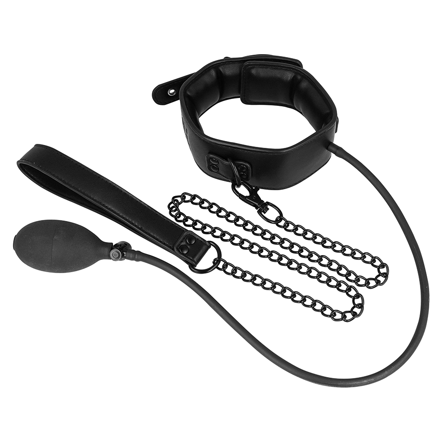 FETISH SUBMISSIVE BONDAGE – Coleira Insuflável Ajustável com Trela