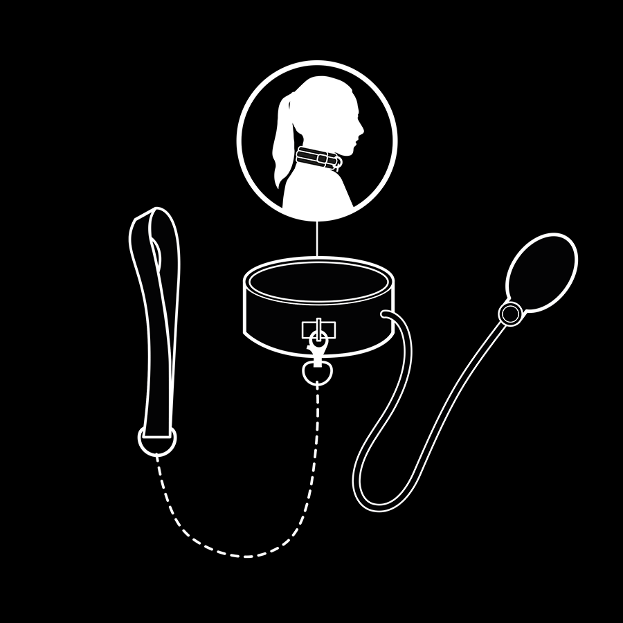 FETISH SUBMISSIVE BONDAGE – Coleira Insuflável Ajustável com Trela