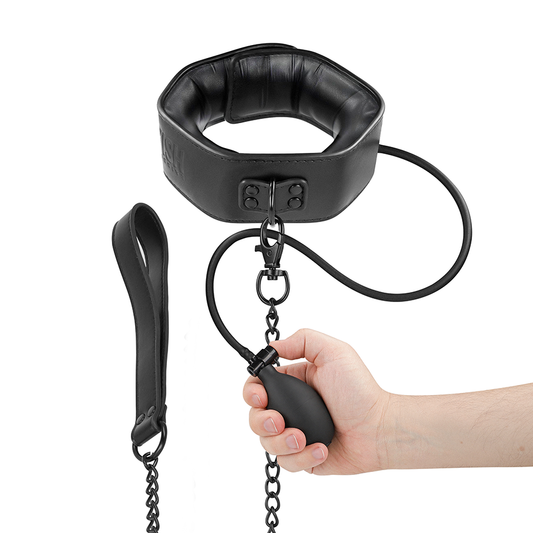 FETISH SUBMISSIVE BONDAGE – Coleira Insuflável Ajustável com Trela