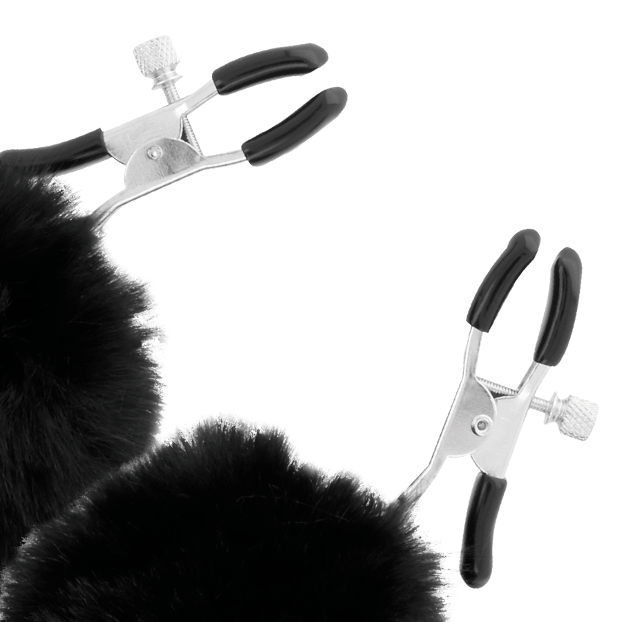 DARKNESS – Pinças Ajustáveis para Mamilos com Pompons Pretos